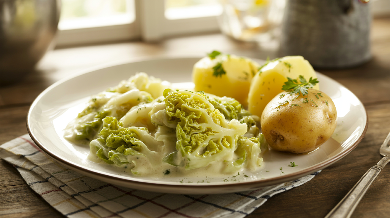 Rahmwirsing mit Salzkartoffeln